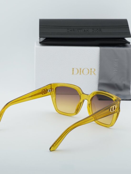 Dior DIORGLOW S1I 66D2 Sunglasses Yellow Square Frame, Brown Lenses main image 2